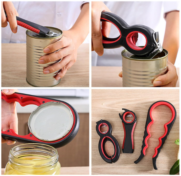 RUSPELA Abridor de tarros (paquete de 4 abrebotellas para manos de artritis)